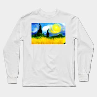 summer fields forest impressionist van gough Long Sleeve T-Shirt